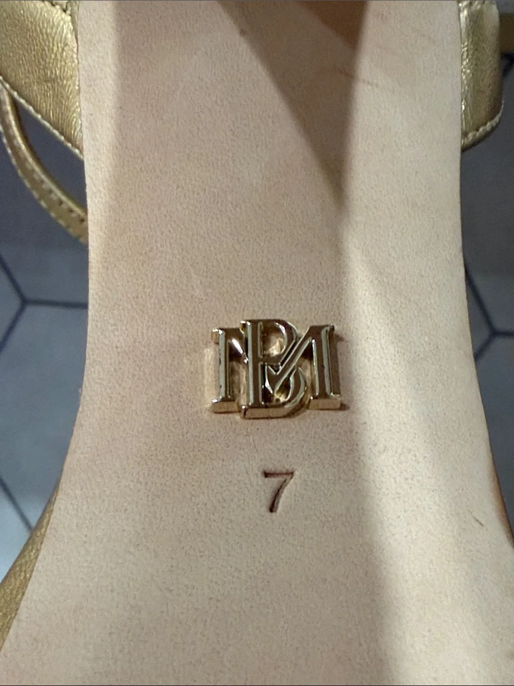 Badgley Mischka Gold Platform Sandal Block Heel